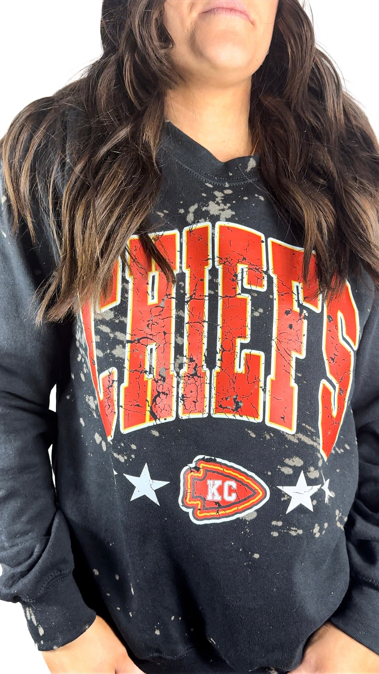 Distressed KC Football Crewneck