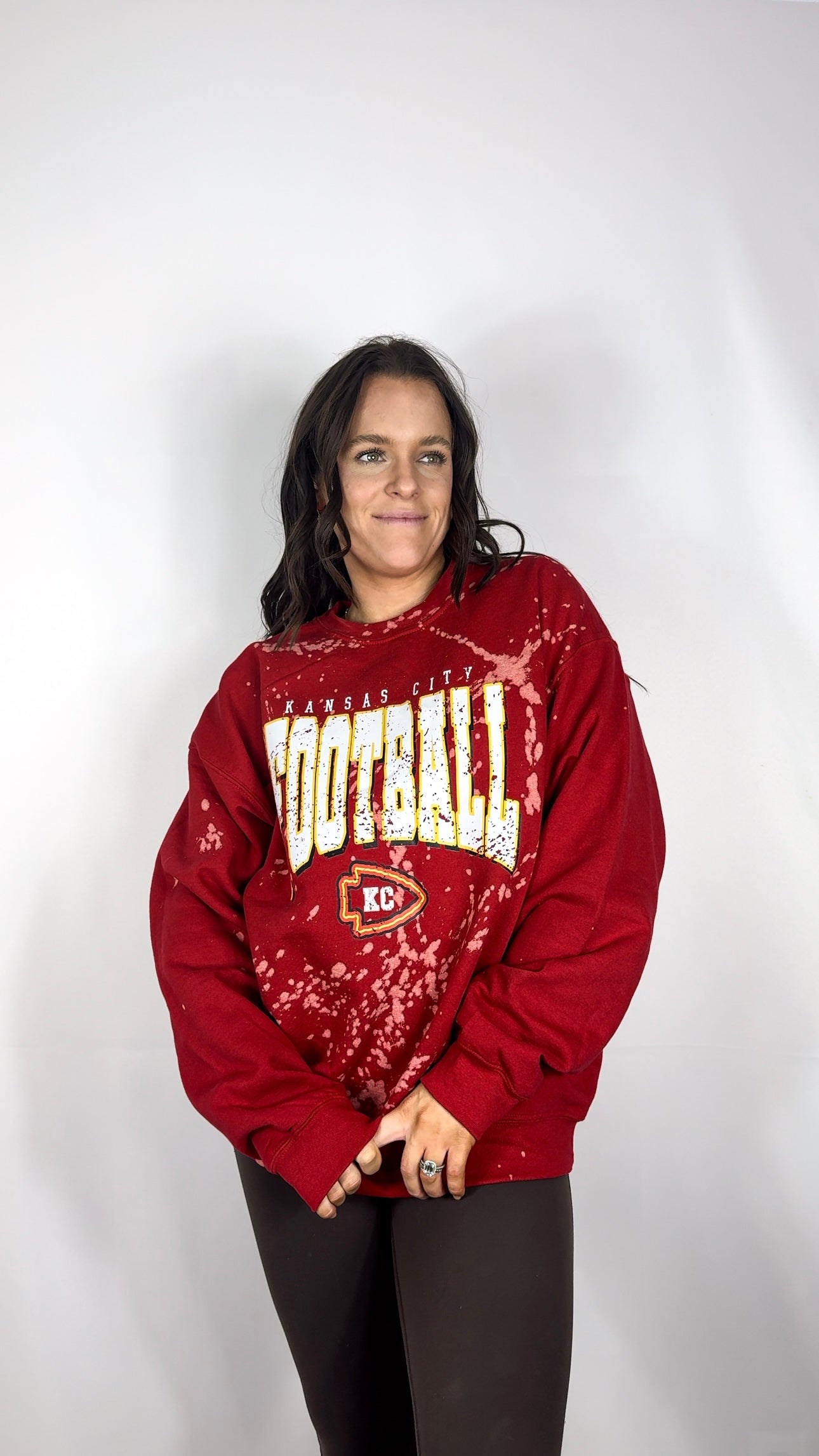 Distressed KC Football Crewneck