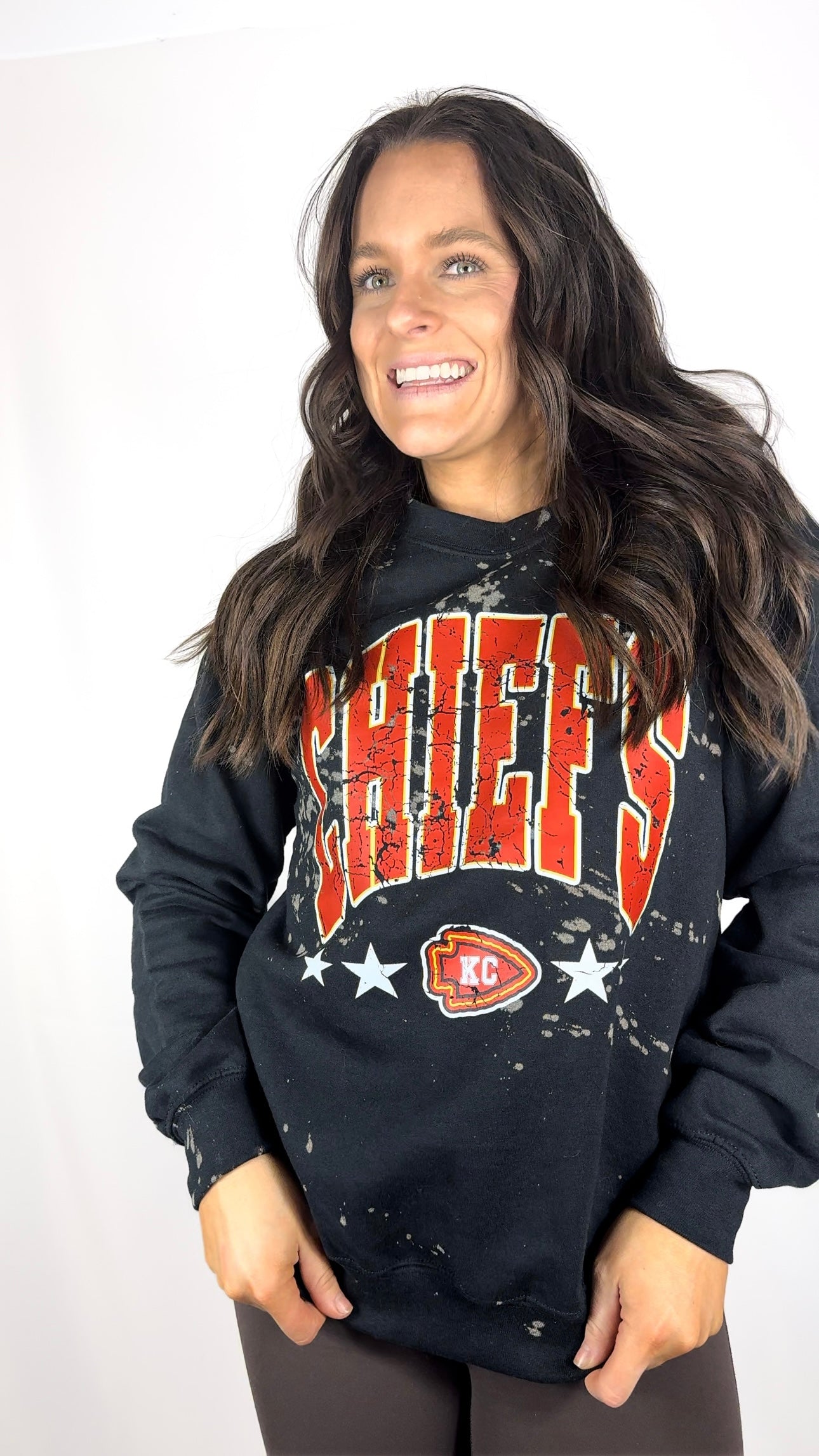 Distressed KC Football Crewneck