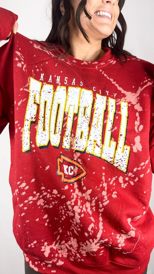 Distressed KC Football Crewneck