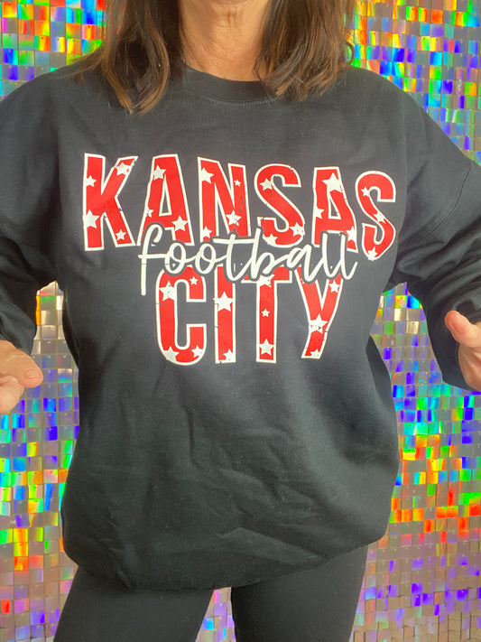 Kansas city Star + Football Crewneck